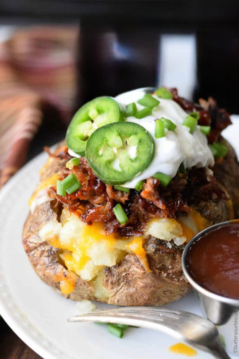 GRASS-FED BBQ BEEF LOADED BAKED POTATO