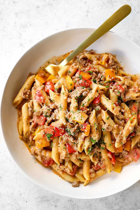 ITALIAN TURKEY SAUSAGE PENNE PARMESAN