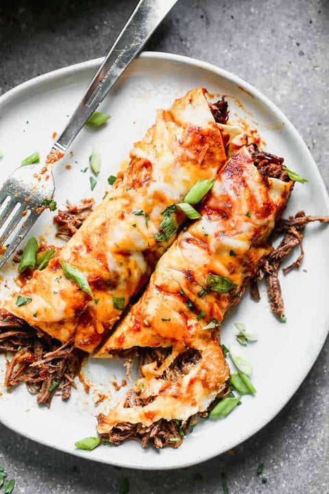 GRASS-FED SHREDDED BEEF ENCHILADA