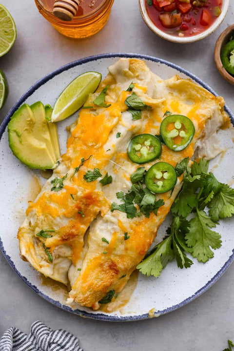 ORGANIC GREEN CHILI CHICKEN ENCHILADAS