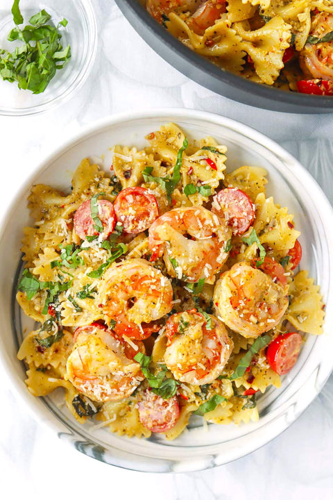 WILD CAUGHT PESTO SHRIMP PASTA