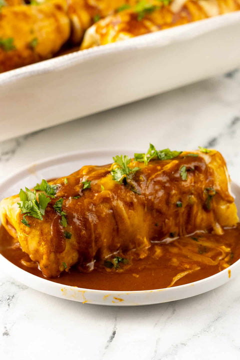 GRASS-FED SHREDDED BEEF SMOTHERED BURRITO