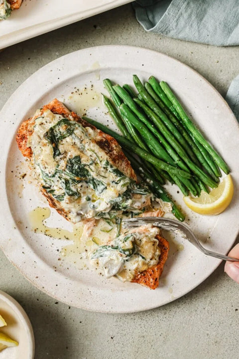 WILD CAUGHT STUFFED SPINACH & ARTICHOKE SALMON