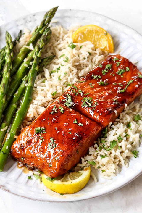 WILD CAUGHT HONEY GARLIC GLAZED SALMON