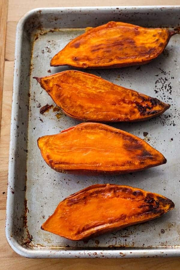Baking Sheet Sweet Potato Slices In Oven Potato Rounds Toasted